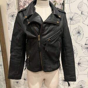 Branded garments vtg Black Leather Biker Jacket M